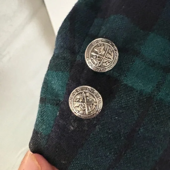 Pendleton Women’s Green & Blue 100% Virgin Wool Plaid Blazer - Picture 8 of 12